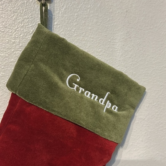 Pottery Barn Red & Green Christmas Holiday Stocking, Grandpa, size medium - Picture 2 of 9